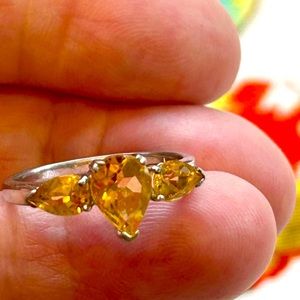 Topaz Pear Shaped Ring, flanked by 2 smaller Topaz🌟Price Drop🌟